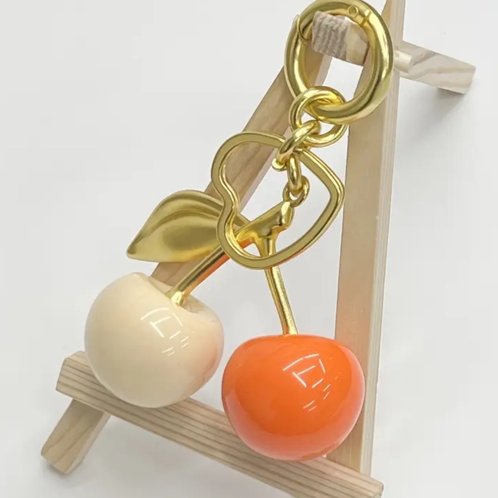 Gold and Orange Cherry Keychain - Picture 3 of 4